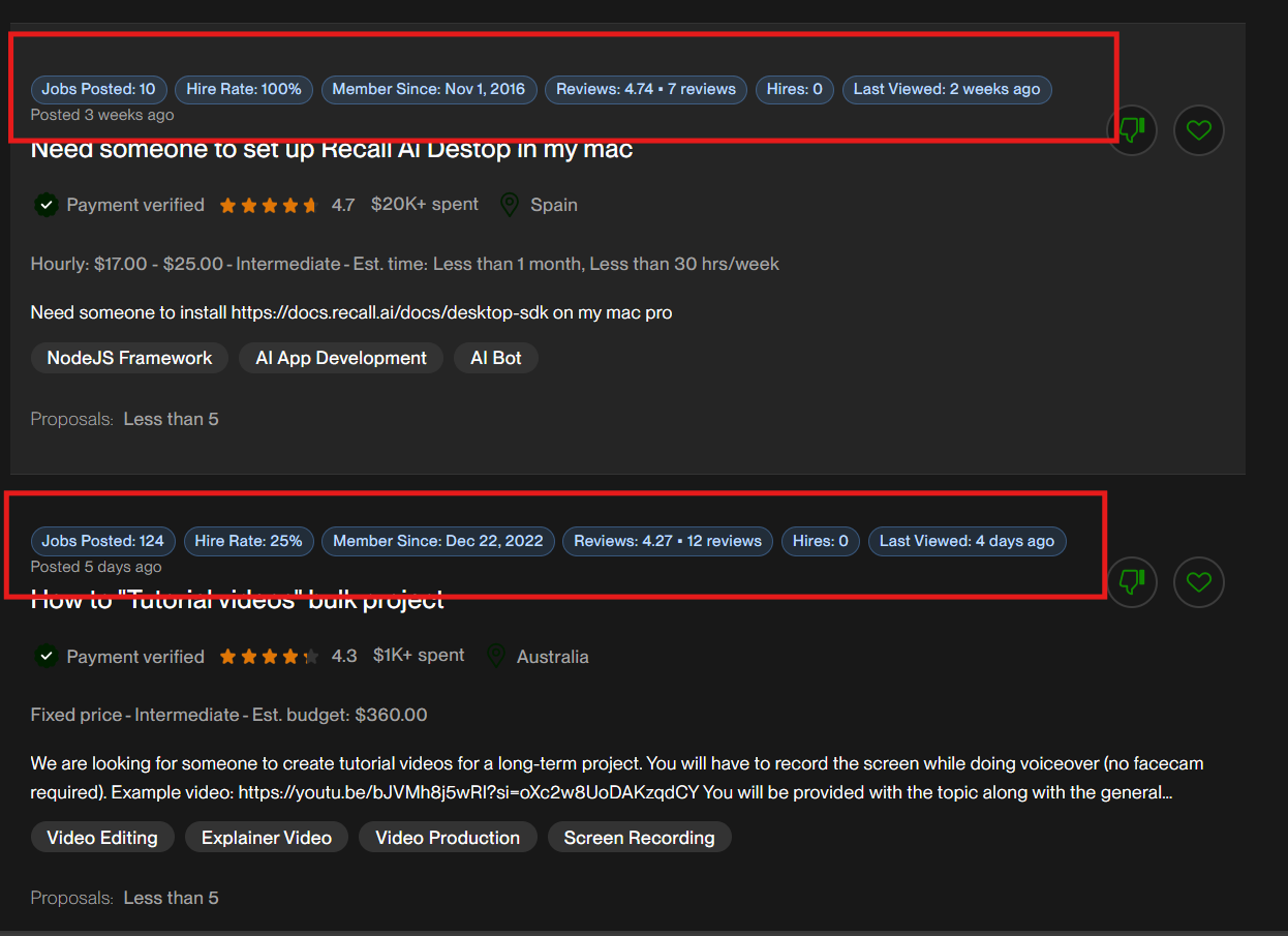 Upcraft search panel (dark)